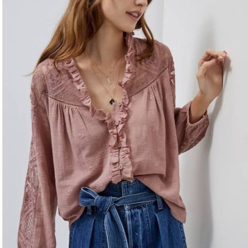 Forever that girl lace button down anthropologie size 10